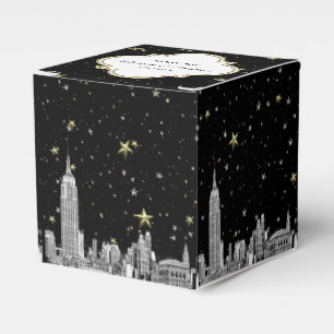 Caja Para Regalos El horizonte de NYC grabó al agua fuerte color
