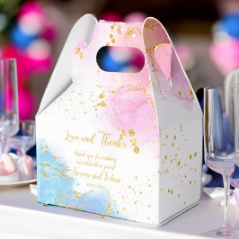 Caja Para Regalos Él o ella oh bebé purpurina de oro rosa y azul