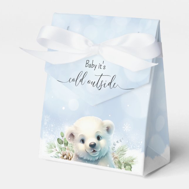 Caja Para Regalos El oso polar invernal frío fuera del Baby Shower a (Front Side)