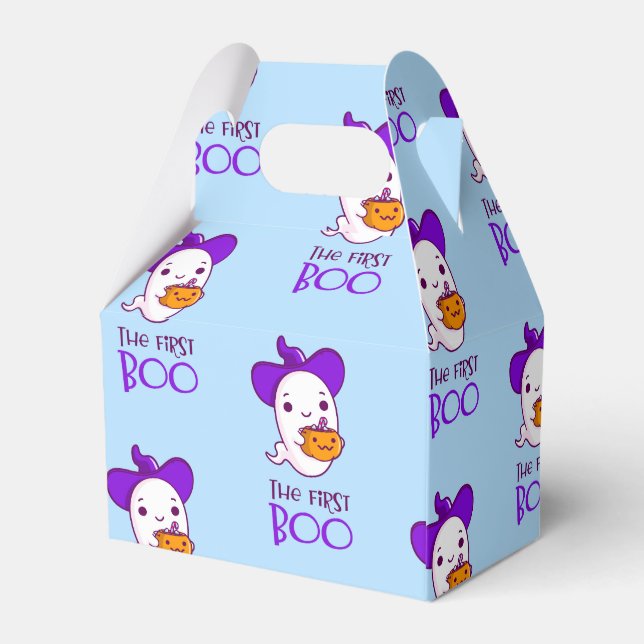 Caja Para Regalos El primer boo del azul de Halloween (Reverso)