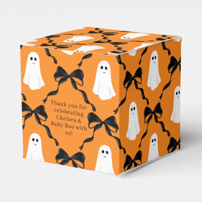 Caja Para Regalos El tema de Halloween negro y Naranja Baby Boo Show (Costado Anverso)