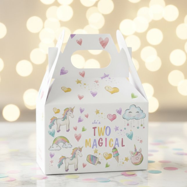Caja Para Regalos El unicornio arcoiris pastel dos mágicos cumpleaño (Subido por el creador)