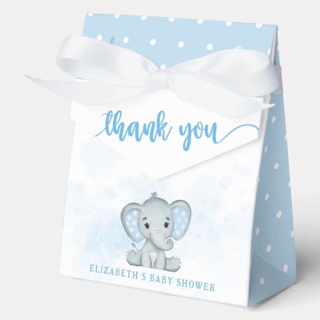 Caja Para Regalos Elefante azul bebé Baby Shower de cacahuete (Anverso)