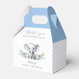 Caja Para Regalos Elefante azul cúbico bebé niño ducha