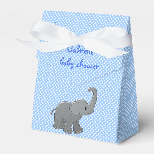 Caja Para Regalos elefante azul de la ducha de bebé (Front Side)