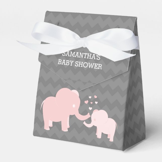 Caja Para Regalos Elefante Baby Shower Pink Gray Tent Favorito Box (Front Side)