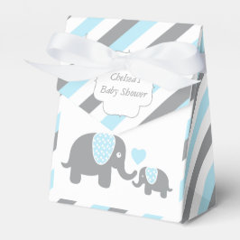 Caja Para Regalos Elefante bebé azul y gris de rayas