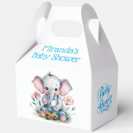 Caja Para Regalos Elefante bebé con Baby Shower en un camión