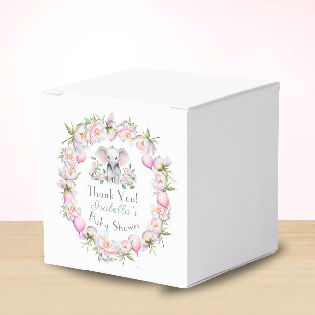 Caja Para Regalos Elefante bebé con peones y Baby Shower con globos (A cute baby shower favor box for candies, candles, cookies.)