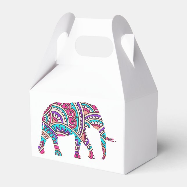 Caja Para Regalos Elefante colorido (Reverso)