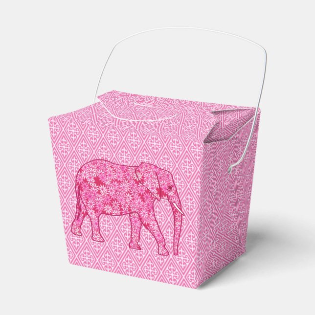 Caja Para Regalos Elefante de las flores - rosa fucsia (Front Side)