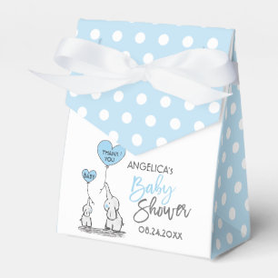 Caja Para Regalos Elefante de Polka Blanco Azul Dot Baby Shower