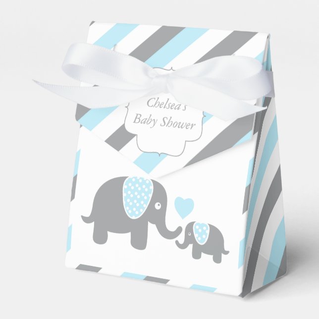 Caja Para Regalos Elefante de tira gris y azul bebé (Front Side)