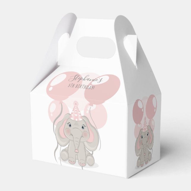 Caja Para Regalos Elefante en el Gorra de la fiesta de cumpleaños (Reverso)