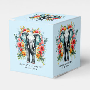 Caja Para Regalos Elefante floral colorido