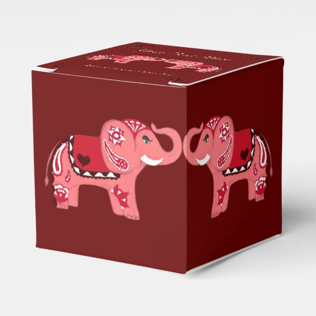 Caja Para Regalos Elefante Henna (Rojo/Rosa) (Costado Anverso)