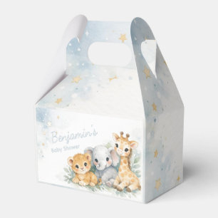 Caja Para Regalos Elefante León Jirafa Azul Pastel Infantil Adorable