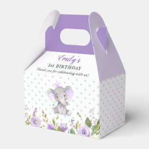 Caja Para Regalos Elefante Lilac Primer cumpleaños Pequeño cacahuete