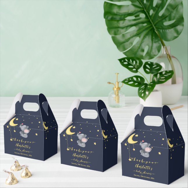 Caja Para Regalos Elefante lindo con Baby Shower de mariposa pequeña (Múltiple)