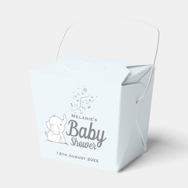Caja Para Regalos Elefante lindo y Baby Shower azul confetti (Front Side)