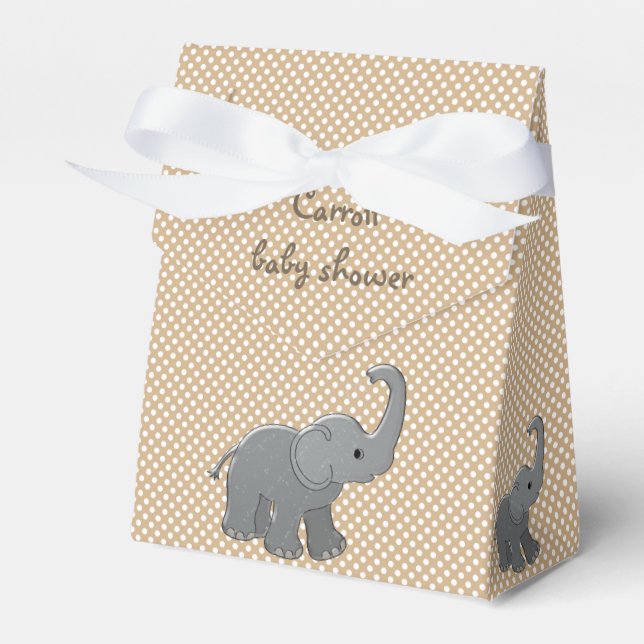 Caja Para Regalos elefante marrón de ducha de bebé (Front Side)