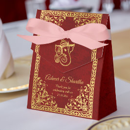 Caja Para Regalos elefante marrón y boda indio dorado