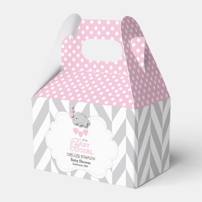 Caja Para Regalos Elefante rosa, blanco y gris 🐘 (Front Side)
