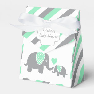 Caja Para Regalos Elefante verde y gris de la raya