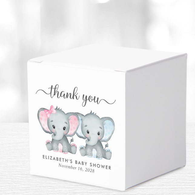 Caja Para Regalos Elefantes Chica niño gemelos Baby Shower Gracias (Subido por el creador)