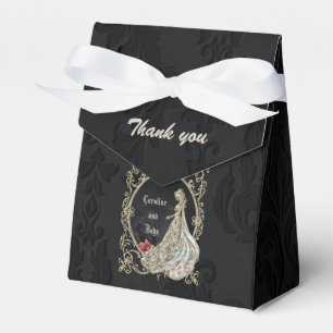 Caja Para Regalos Elegancia en oro y negro.