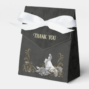 Caja Para Regalos Elegancia en plata y negro.