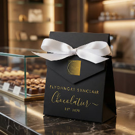 Caja Para Regalos Elegant Black Gold Script Chocolatier Qr Code