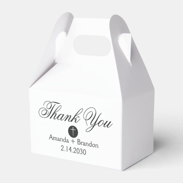 Caja Para Regalos Elegant Black Thank You Christian Cross Wedding (Front Side)