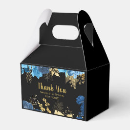 Caja Para Regalos Elegant Blue and Gold Flowers Birthday Party