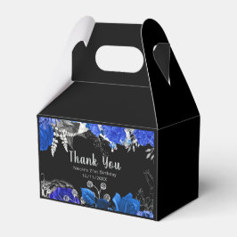 Caja Para Regalos Elegant Blue and Silver Flowers Birthday Party