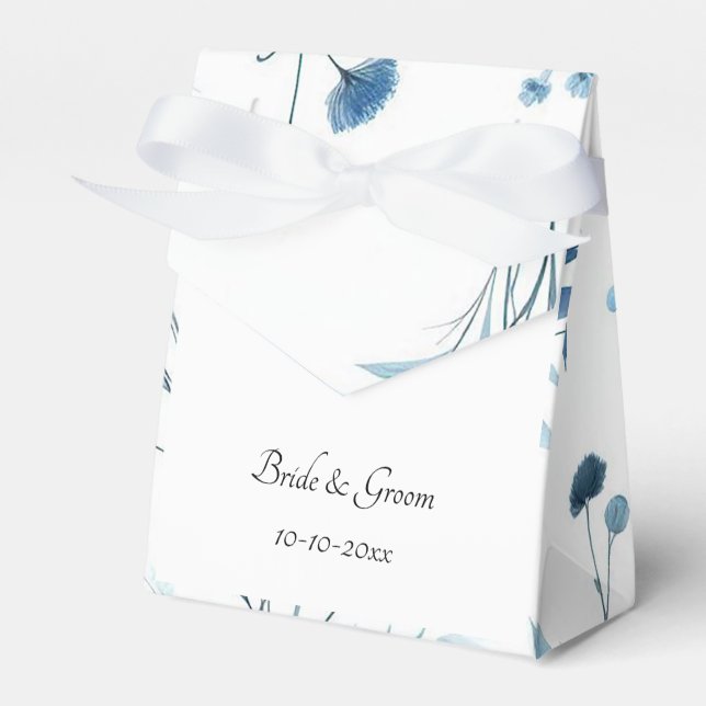 Caja Para Regalos Elegant Blue Floral Wedding (Front Side)