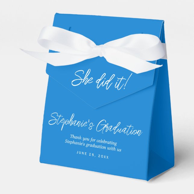 Caja Para Regalos Elegant Blue She Did It Graduation Party  (Front Side)