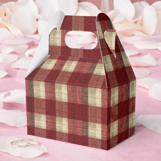 Caja Para Regalos Elegant Burgundy Ivory Rust Red Plaid Pattern (Boda)