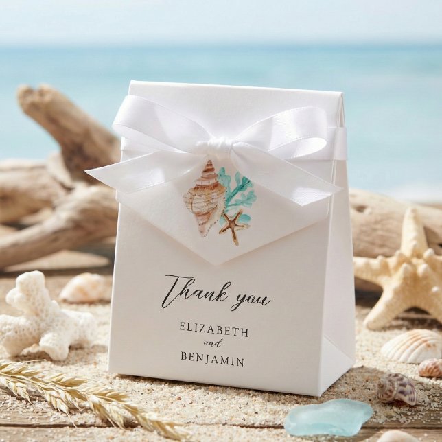 Caja Para Regalos Elegant Coastal Seashell Thank you Beach Wedding (Subido por el creador)