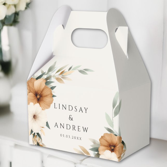 Caja Para Regalos Elegant Copper Earthy Botanical Beige Wedding (Elegant Copper Earthy Botanical Beige Wedding Favor Boxes)