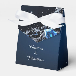 Caja Para Regalos Elegant Dark Blue & Silver Wedding Favor Boxes