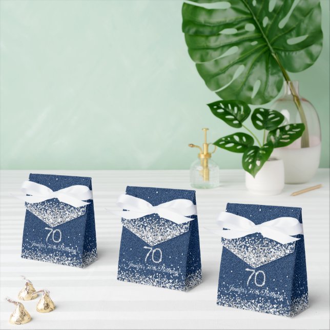Caja Para Regalos Elegant Denim & Diamonds 70th Birthday (Múltiple)