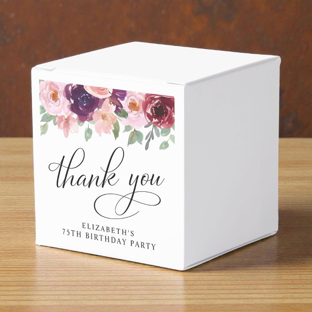 Caja Para Regalos Elegant Floral 75th Birthday Party Thank You (Elegant Floral 75th Birthday Party Thank You Favor Boxes)