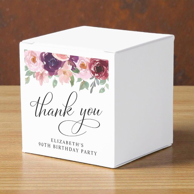 Caja Para Regalos Elegant Floral 90th Birthday Party Thank You (Elegant Floral 90th Birthday Party Thank You Favor Boxes)