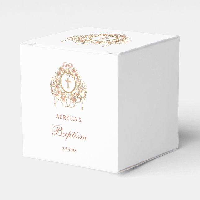 Caja Para Regalos Elegant Frame Holy Cross Baptism Cube (Costado Anverso)