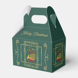Caja Para Regalos Elegant French Horn Christmas Dk Green Favor Boxes