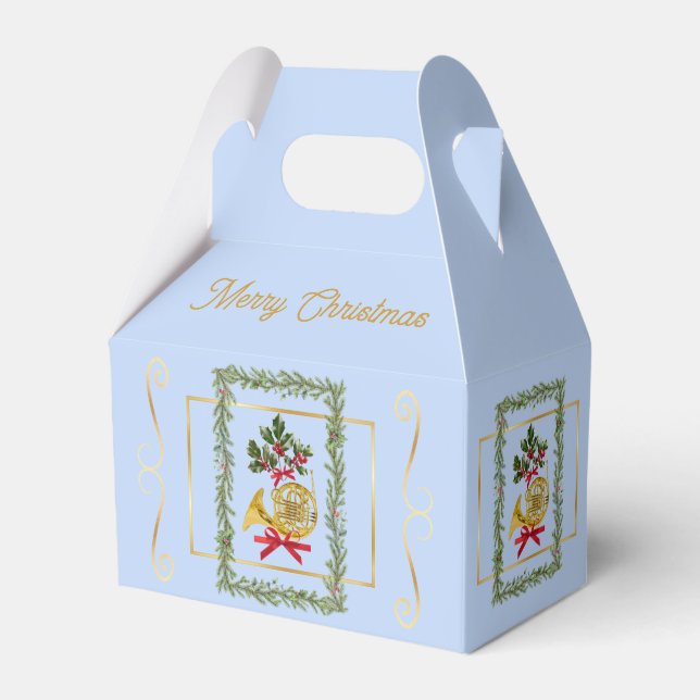 Caja Para Regalos Elegant French Horn Christmas Light Blue (Front Side)