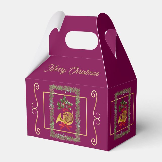 Caja Para Regalos Elegant French Horn Christmas Purple  (Front Side)