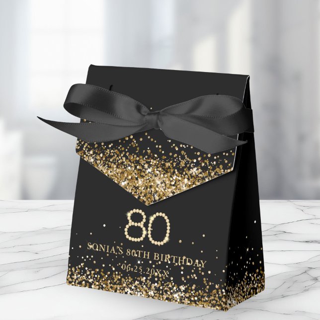 Caja Para Regalos Elegant Gold Diamonds 80th Birthday Favor Box (Elegant Gold Diamonds 80th Birthday Favor gift boxes)