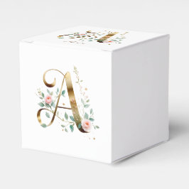 Caja Para Regalos Elegant Gold Floral Letter A Monogram Favor Box